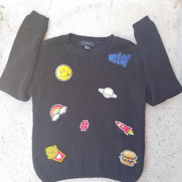 Forever 21 Hi Sun Knit Blue Patches Sweater - Picture 2 of 8